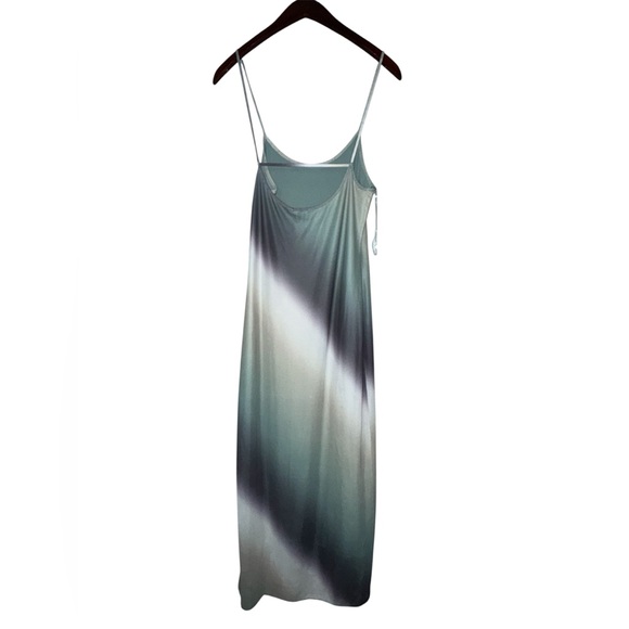 Maxi Dress Form Fitting Sz See You Monday Green Ombre Medium Spaghetti - Picture 3 of 5